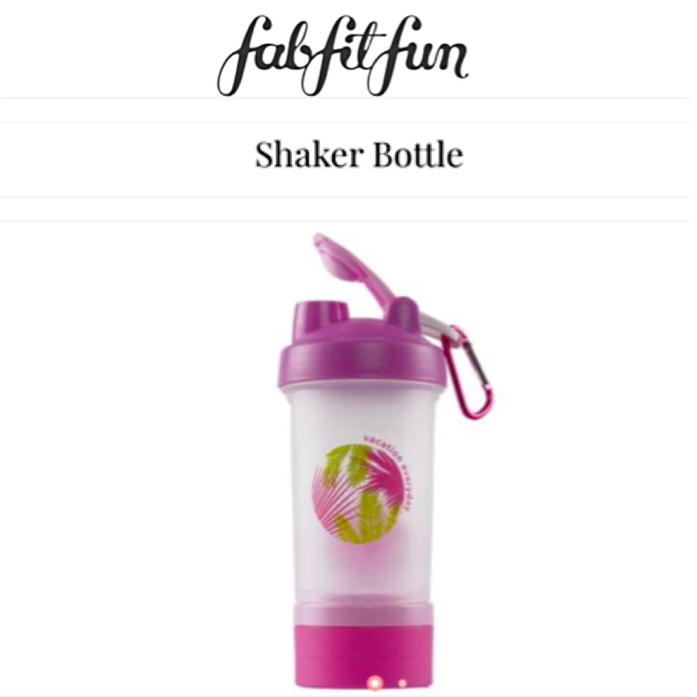 NIB FABFITFUN DRINK SHAKER BOTTLE BPA Free Blender Ball Built-In Storage